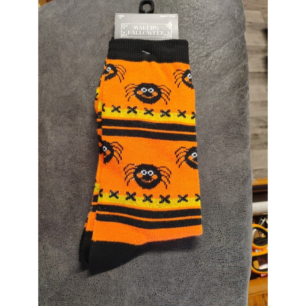 Maker’s Halloween Spider Crew Sock Shoe Size 4-10 Spooky
